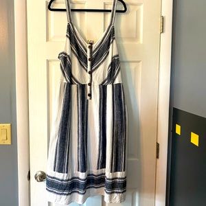 Blue and white striped dress